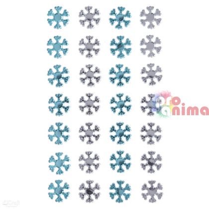 Камъчета за декорация DP Craft самозалепващи снежинки, 28 бр., сини и кристални 