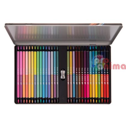 Комолект двувърхи моливи Deco Crionat, 60 цвята, острилка, в метална кутия