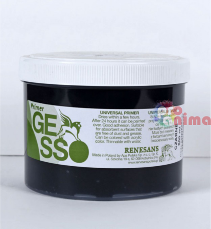 Универсален грунд, черно гесо, Renesans, 500 ml