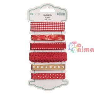 Коледни панделки в червено 6 дизайна x 2 m Red Glamour