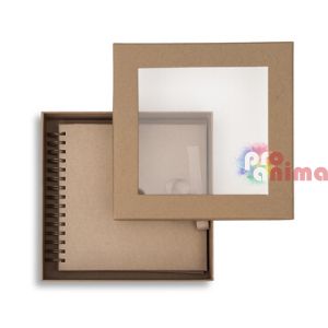 Кутия от картон с прозрачен капак  23.5 x 23.5 x 6.5 cm крафт