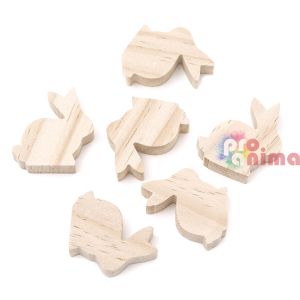 Декоративни дървени фигурки зайци, 6 бр., DP Craft