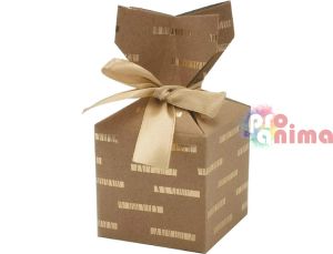 Подаръчни кутии от крафт картон 7 x 7 cm с панделка 2 бр.