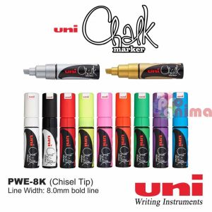 Тебеширен маркер UNI PWE- 8K скосен връх 8 mm отделни цветове