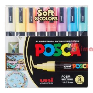 Комплект акрилни маркери POSCA PC- 5M 8 бр., пастелни цветове