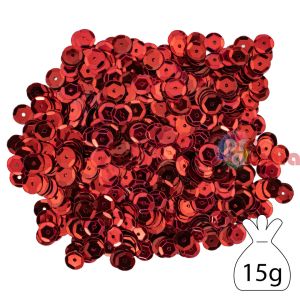 Пайети за декорация 8 mm, 15 g, червени
