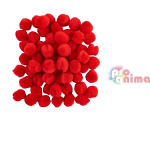 Помпони за декорация 15 mm, 60 бр., червени