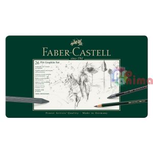 Комплект за графика в метална кутия, 26 части, Faber- Castell Pitt Graphite