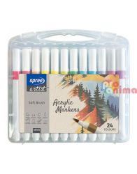 Комплект акрилни маркери с връх четка Spree Artist Soft Brush 24 цвята
