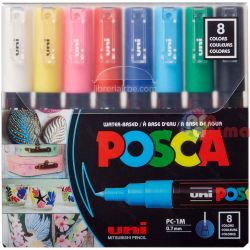 Комплeкт акрилни маркери POSCA PC-1M объл връх, 8 бр. основни цветове
