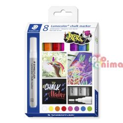 Комплект тебеширени маркери Staedtler Lumocolor 334, 8 цвята