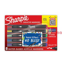 Акрилни маркери Sharpie комплект, 5 цвята, объл връх 2.5 mm