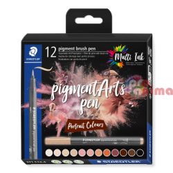 Комплект перманентни маркери- четка Staedtler Pigment Arts Brush Pen, 12 телесни цветове