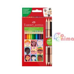 Цветни моливи Faber-Castell Triangular, 12 цвята + 3 телесни
