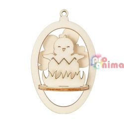 Дървени фигурки за декорация Великденско пиленце, ф90 mm, Сглобяеми