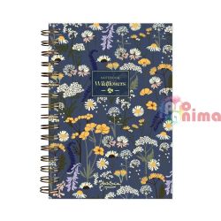 Тефтер | Бележник Drasca Wildflowers A5 120 л. Син фон