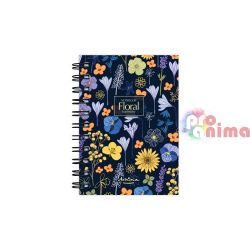 Тефтер | Бележник Drasca Floral Harmony A6 120 л. Черен фон