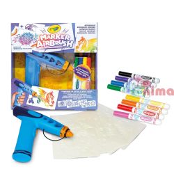 Комплект Crayola Airbrush - детски аерограф + 8 бр. измиващи се маркери и 5 бр. шаблони