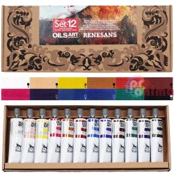 Комплект маслени бои за рисуване Renesans Oils for Art 12 цвята x 60 ml