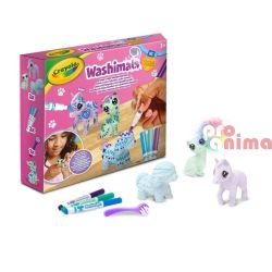 Комплект фигурки за многократно оцветяване Crayola Washimals 3 бр. + 3 бр. пастелни маркера