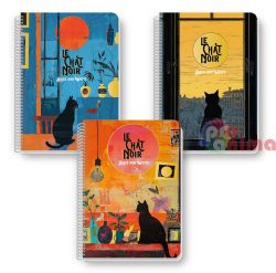 Тетрадка Black&White Широки редове А5 80 листа Спирала Le Chat Noir