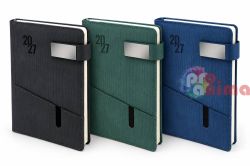 Бележник с дати 2027 с плочка | магнит и джоб за GSM 14.5 × 21 cm Различни цветове