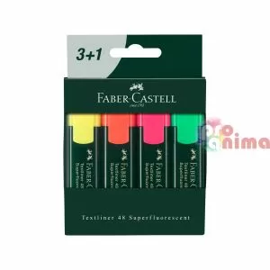 Текст маркери Faber-Castell 1548, комплект 3+1 флуоресцентни цвята