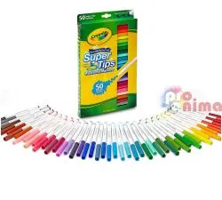 Флумастери Crayola Super Tips - измиващи се, 50 цвята