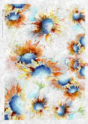 Декупажна хартия оризова KALit A4 Арт слънчогледи