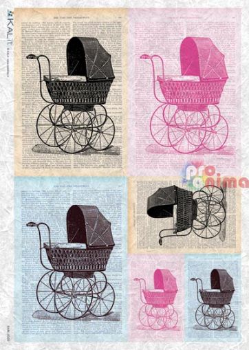 Декупажна хартия оризова KALit A4 Бебешки колички