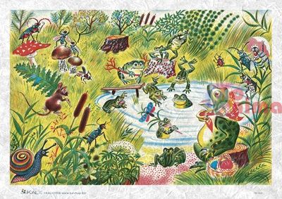 Декупажна хартия оризова KALit A4 Жаби