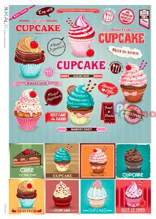 Декупажна хартия оризова KALit A4 Кексчета