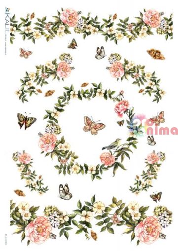Декупажна хартия оризова KALit A4 Цветя 168