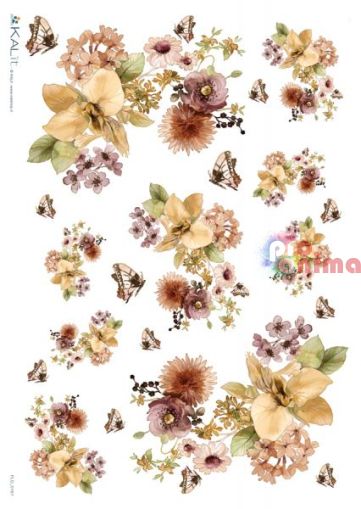 Декупажна хартия оризова KALit A4 Цветя 167