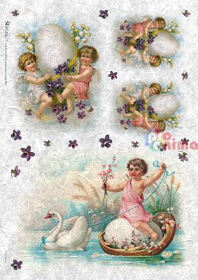 Великденска декупажна хартия оризова KALit 32x45 cm Винтидж Великден 4