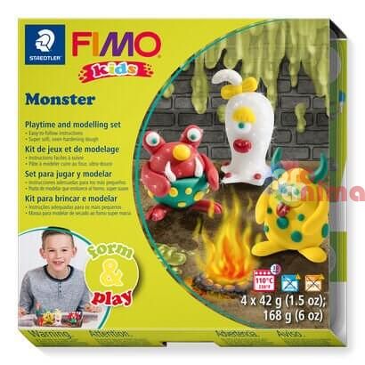 Детски комплект с полимерна глина Fimo Kids, Чудовища