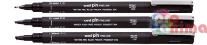 Черен калиграфски тънкописец Uni PINCS1-200 скосен връх 1, 2, 3 mm