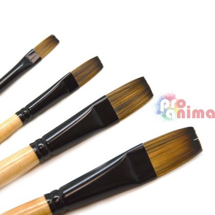 Четки за рисуване синтетика 1112F Renesans, плоски, дълги дръжки