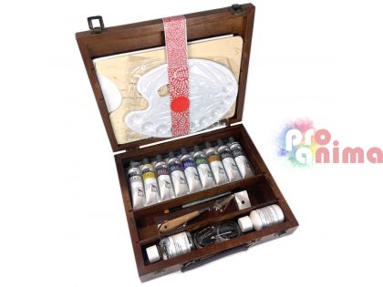 Комплект за рисуване с акрилни бои Renesans Maxi Acril, 9 цвята x 60 ml, 18 части