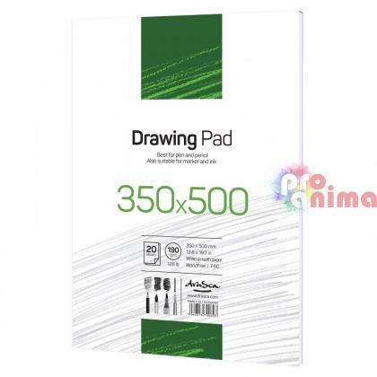 Скицник Drasca Drawing Pad, 35 x 50 cm, 190 g/m2, 20 листа, лепен
