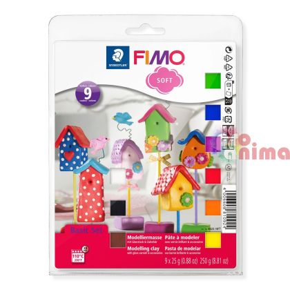 Комплект полимерна глина Fimo soft Basic Set 9 цвята x 25 g