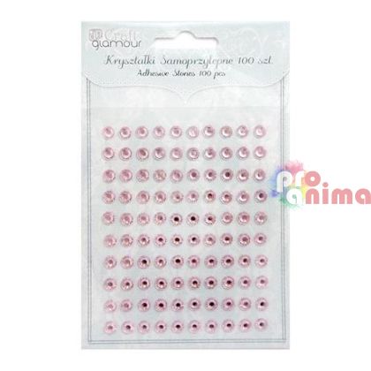 Камъчета самозалепващи 6 mm, 100 бр. розови