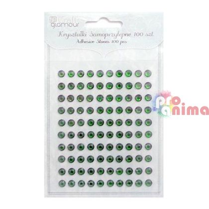 Камъчета самозалепващи 6 mm, 100 бр. зелени