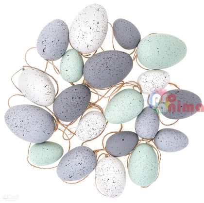 Декоративни яйца за закачане DP Craft, 20 бр, сиво и мента