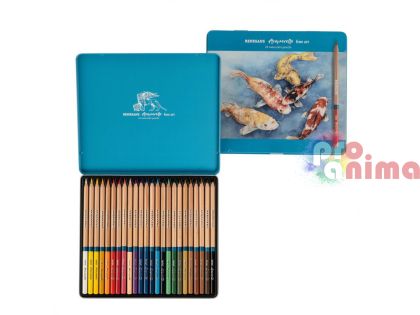 Цветни акварелни моливи Renesans, 24 цвята в метална кутия