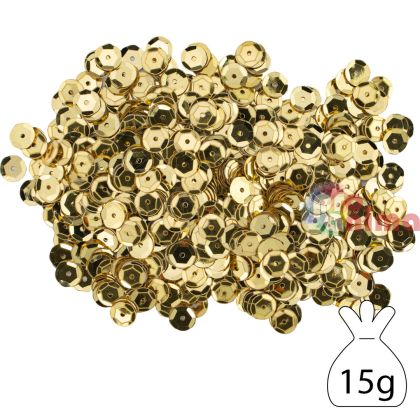 Пайети за декорация 8 mm, 15 g, светлозлато