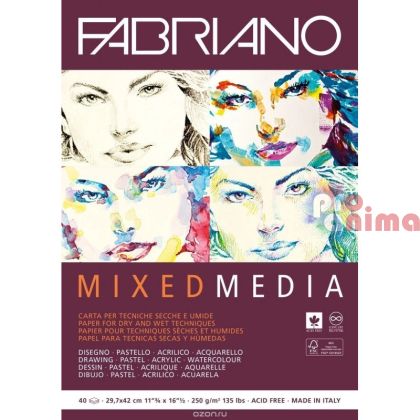 Скицник Fabriano Mix Media, A3, 250 g/m2, 40 листа