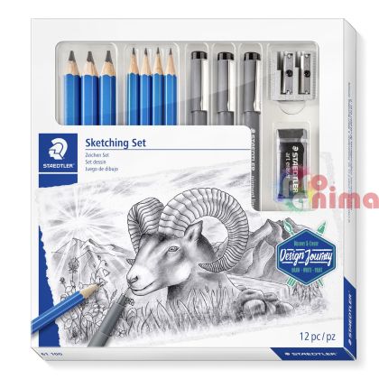 Комплект за графика Staedtler в 12 части- моливи, тънкописци, аксесоари
