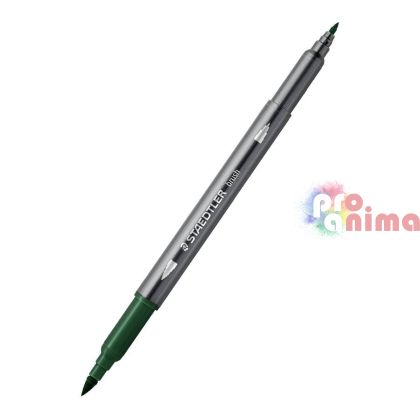 двувърх акварелен флумастер Staedtler, 55 тъмнозелен