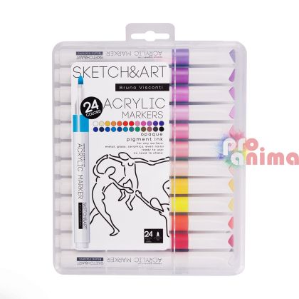 Комплект акрилни маркери Bruno Visconti Sketch& Art, 24 цвята